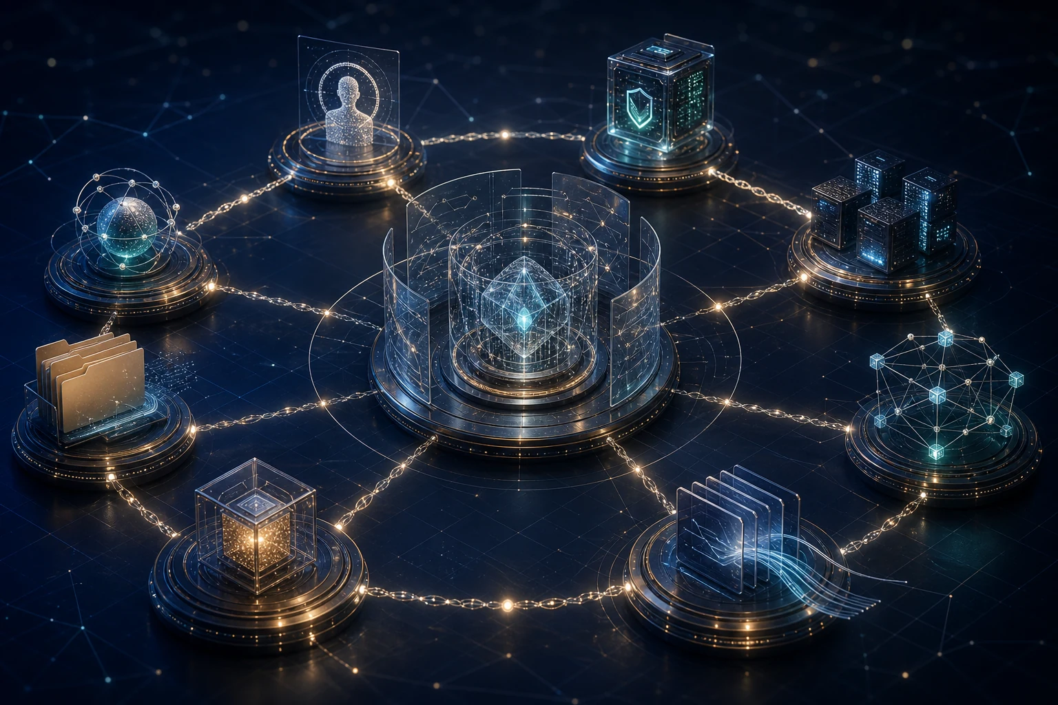 Named invention modules connected to a central governed provenance core