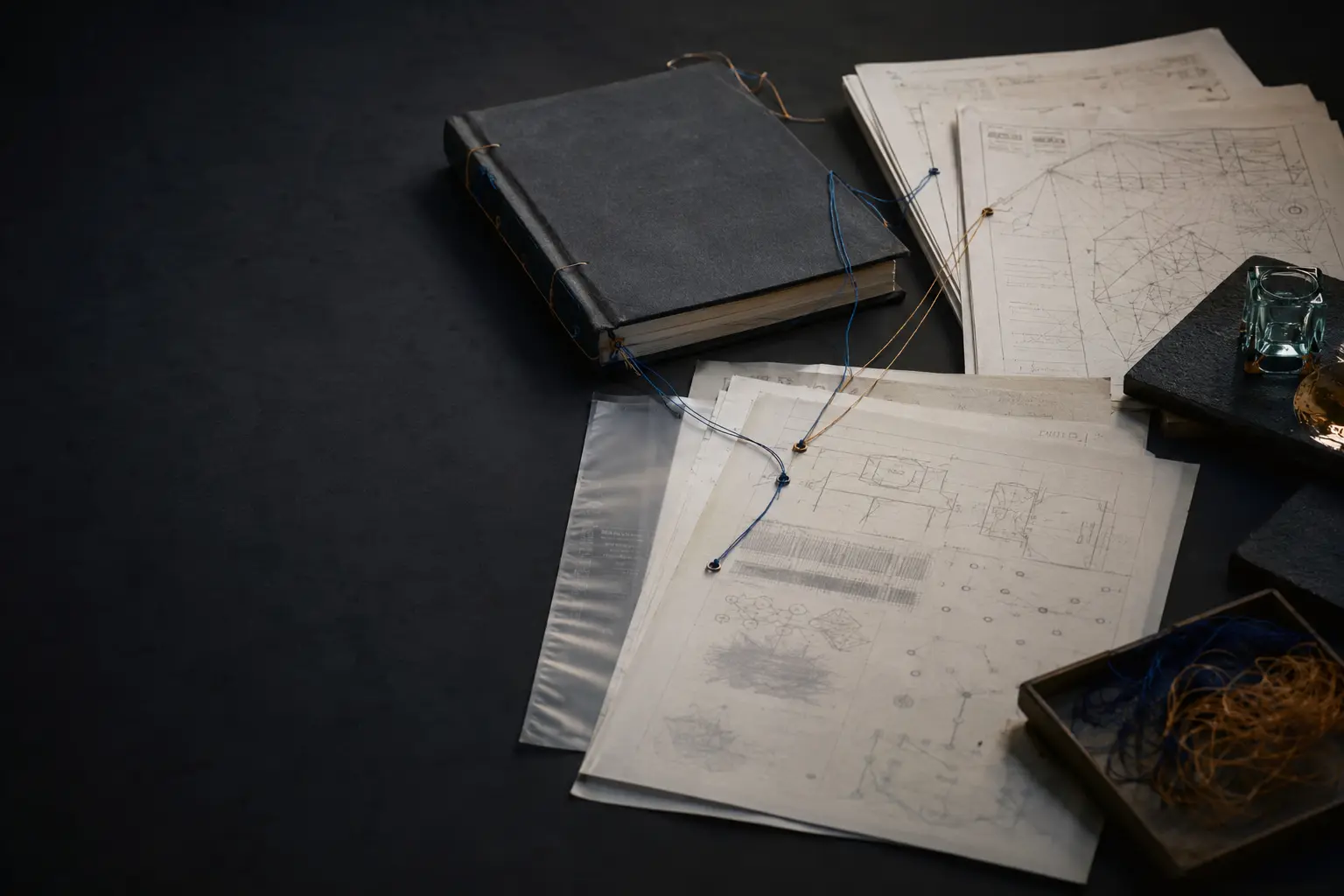 Technical manuscripts and a lab notebook connected by provenance threads
